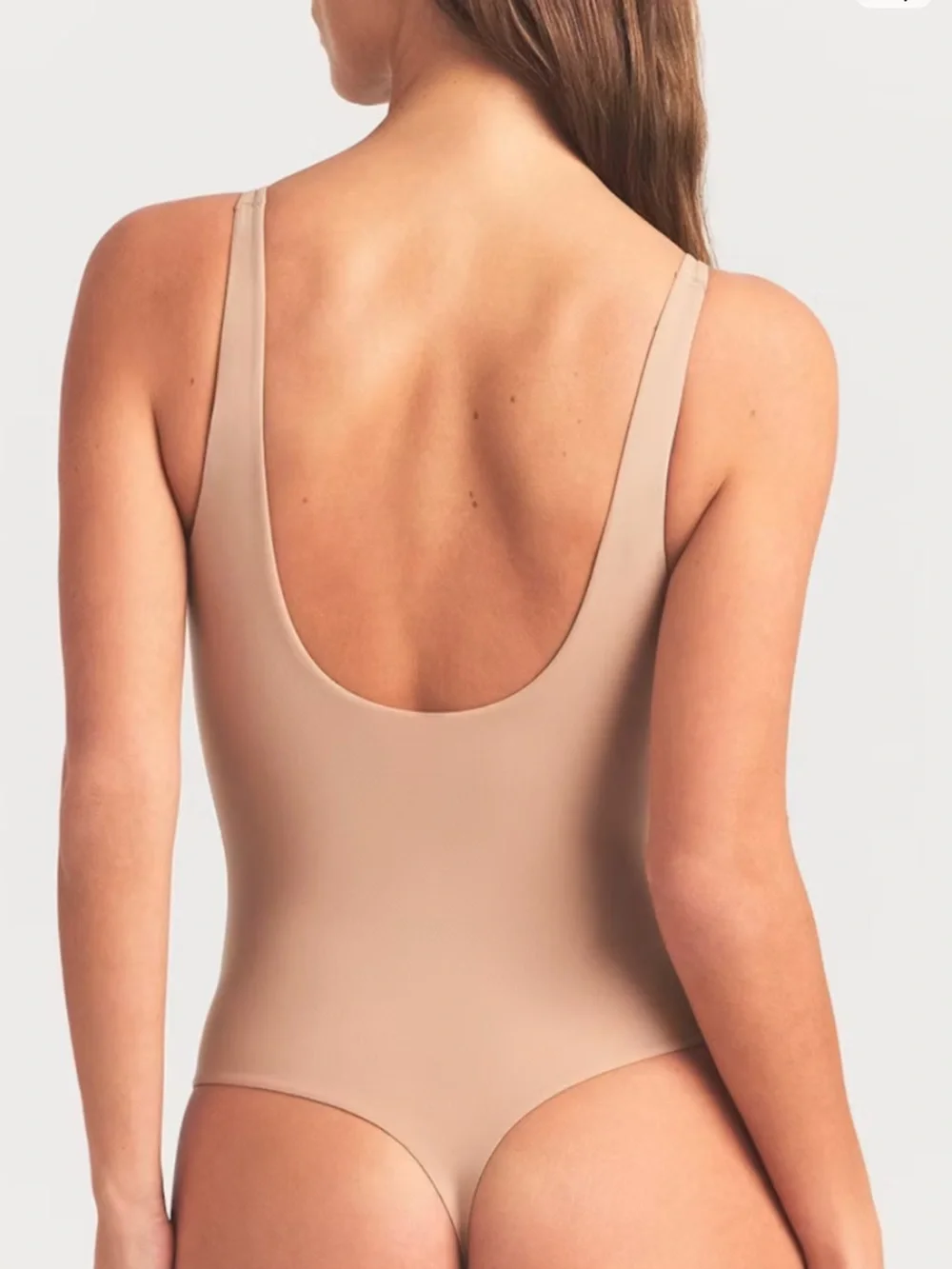 Skims Minimal Scoop thong bodysuit in Nude